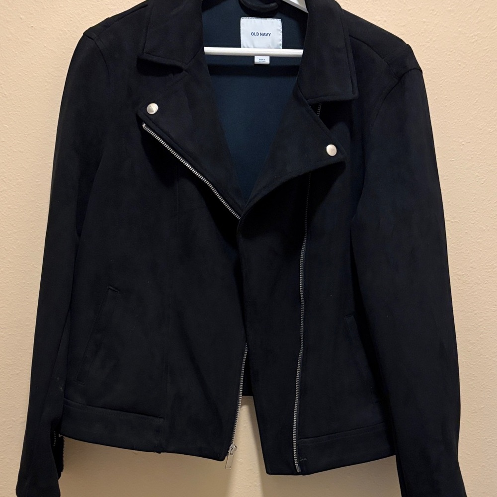 Old Navy Women's Black Suede Moto Jacket